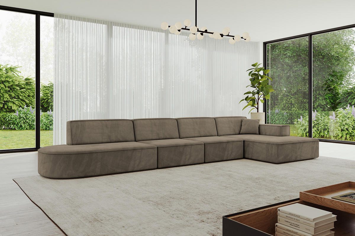 ECKSOFA Ottomane Rechts IREA-L3-v4 - 413x171x79 cm Braun - Braun, Holzwerkstoff/Textil (171/413cm) - ALTDECOR