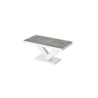 COUCHTISCH rechteckig Beton Weiß Hochglanz 120/60/49 cm - Weiß Hochglanz/Hellgrau, Holzwerkstoff (60/120/49cm)
