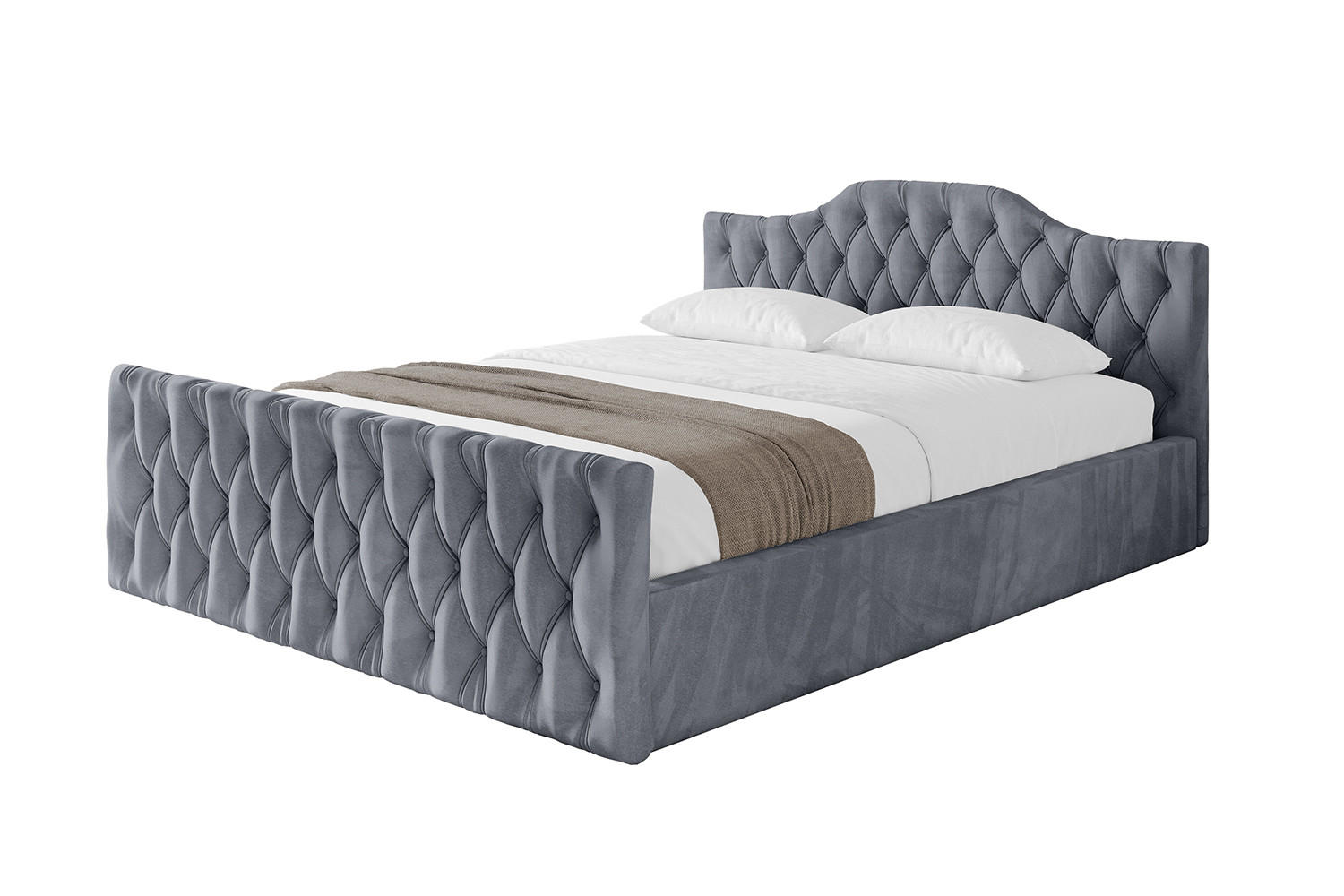 POLSTERBETT mit Bettkasten, Fußteil und Lattenrost, Boxbett ohne Matratze - FALIO-Z-V1 180x200 Grau - Grau, Holzwerkstoff/Textil (180/200cm) - ALTDECOR