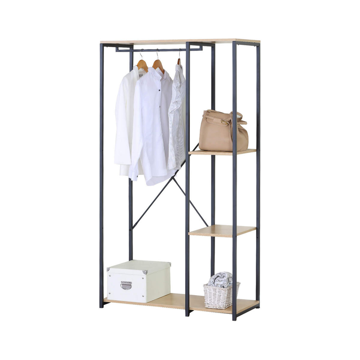 SCHRANK offen Schwarz 40/40/167 cm - Schwarz, Metall (40/167/40cm) - Mobili Rebecca