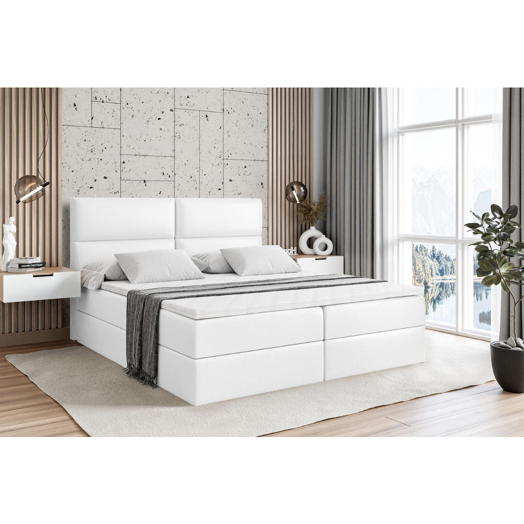 Thumbnail - Altdecor Boxbett, Weiß Hochglanz, Holzwerkstoff, Höhe ca. 20 cm, 200x200 cm, Schlafzimmer, Betten, Boxspringbetten