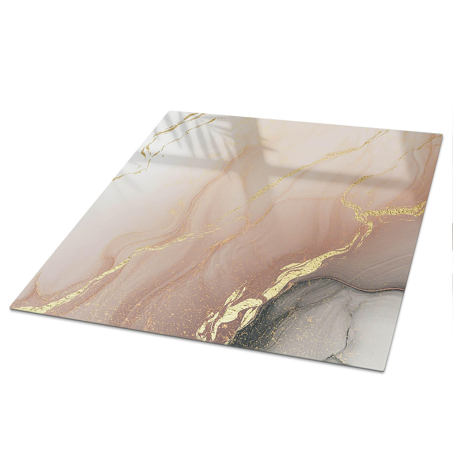 TISCHPLATTE 50x50 cm – Abstrakte Eleganz - Beige, Glas (50/50/0.4cm) - Wallfluent