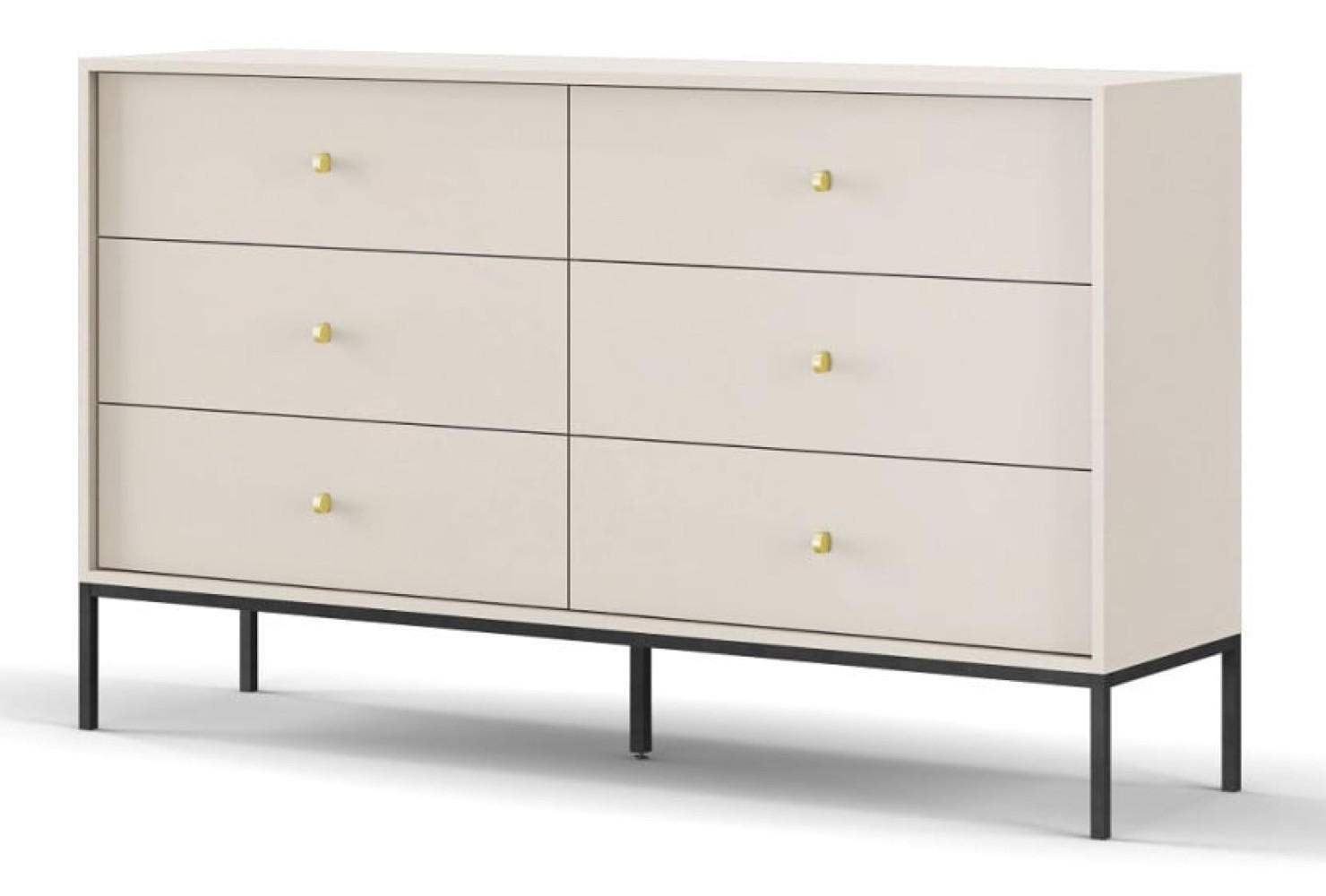 SIDEBOARD Beige MONAKO MKS154 Mit Schubladen Schwarzer Rahmen - Beige, Holzwerkstoff (154/91/39cm) - Sepro Meble