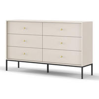 SIDEBOARD Beige MONAKO MKS154 Mit Schubladen Schwarzer Rahmen - Beige, Holzwerkstoff (154/91/39cm) - Sepro Meble