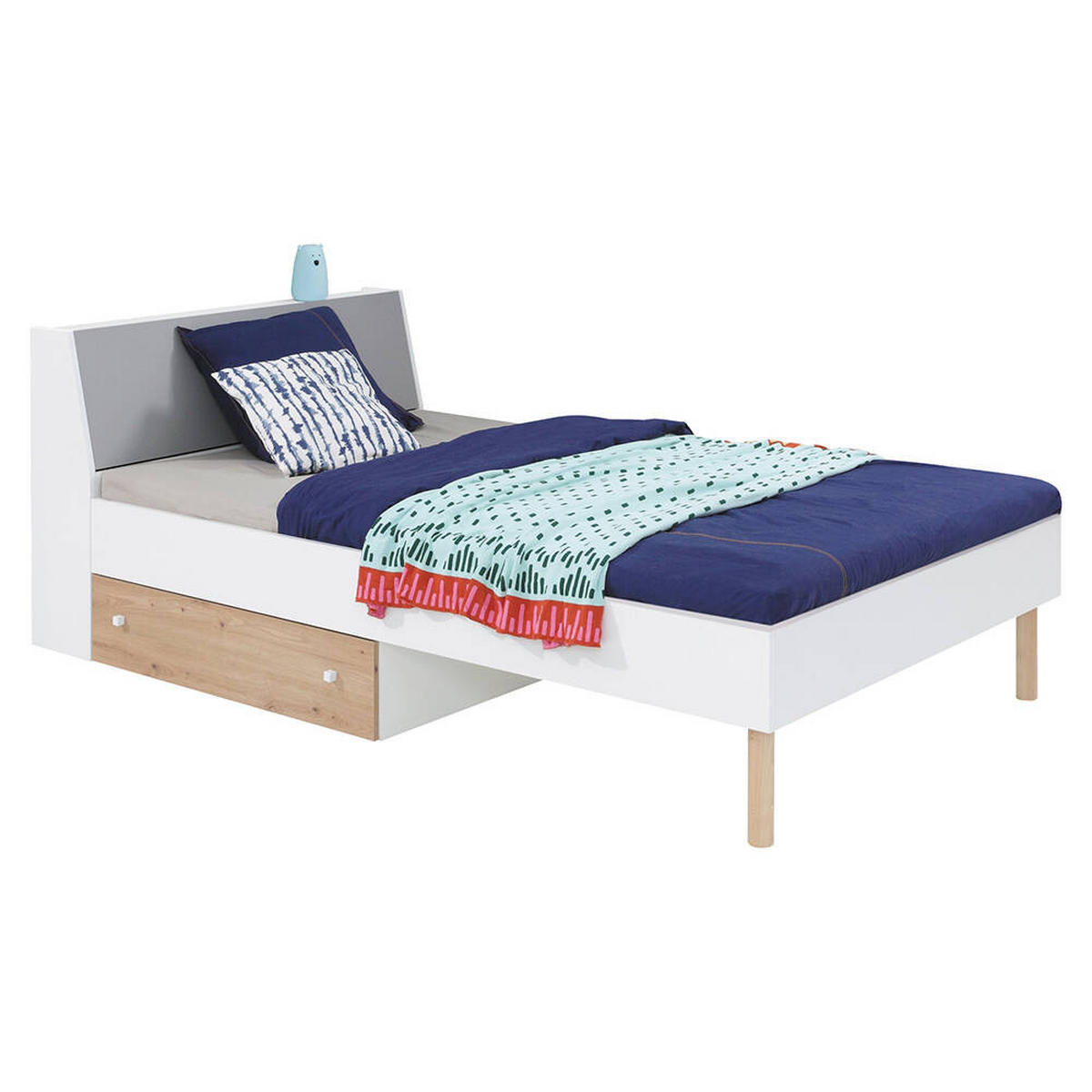 SCHLAFZIMMER Set 5-tlg. – FARO System – Grau / Weiß - Grau, Holzwerkstoff (120/190/50cm) - hi-markt