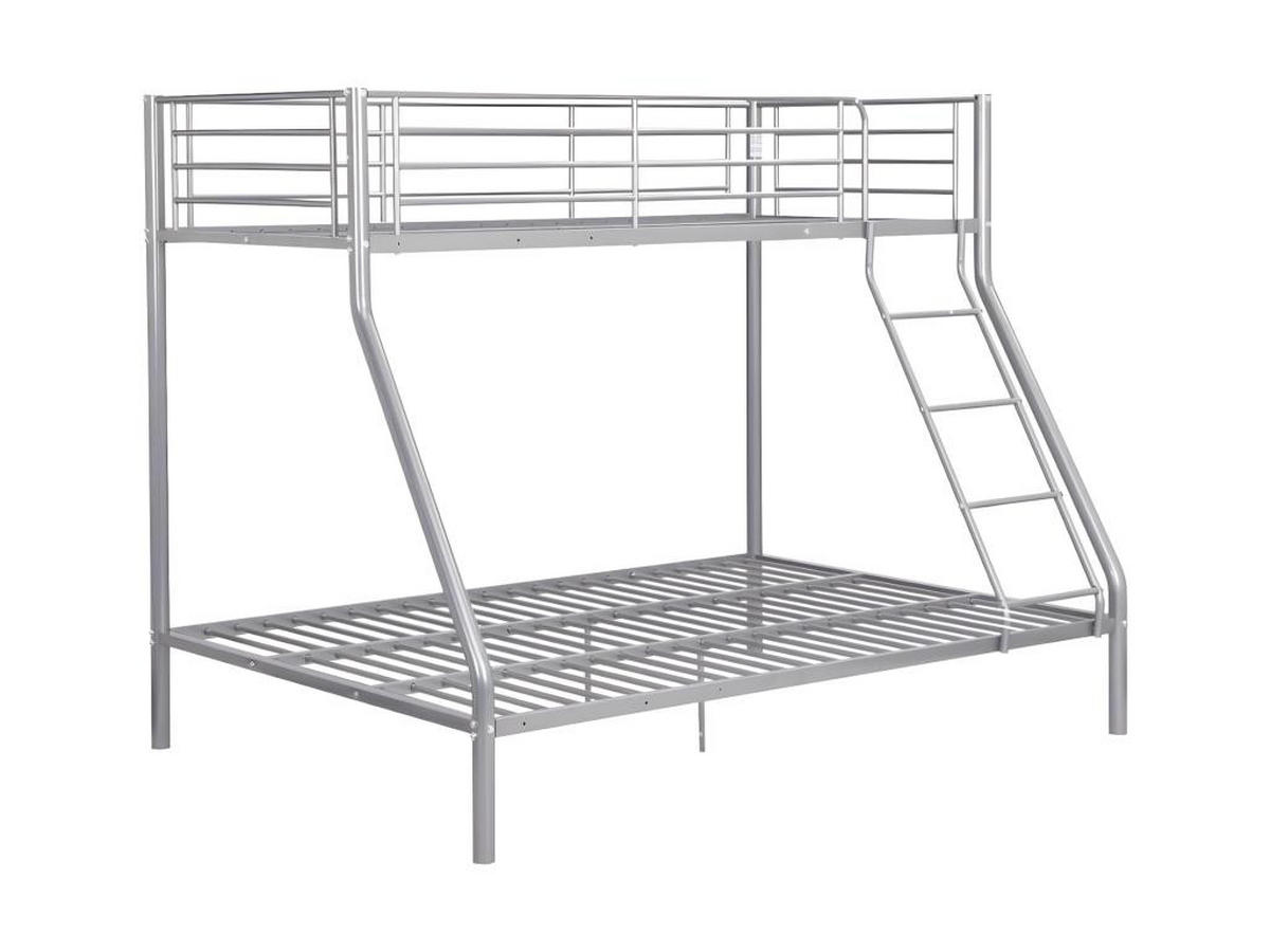 ETAGENBETT + Lattenrost - 90 x 190 & 140 x 190 cm - Metall - Silberbarfen - ELEVATIO III - Silberfarben, Metall - Vente-Unique
