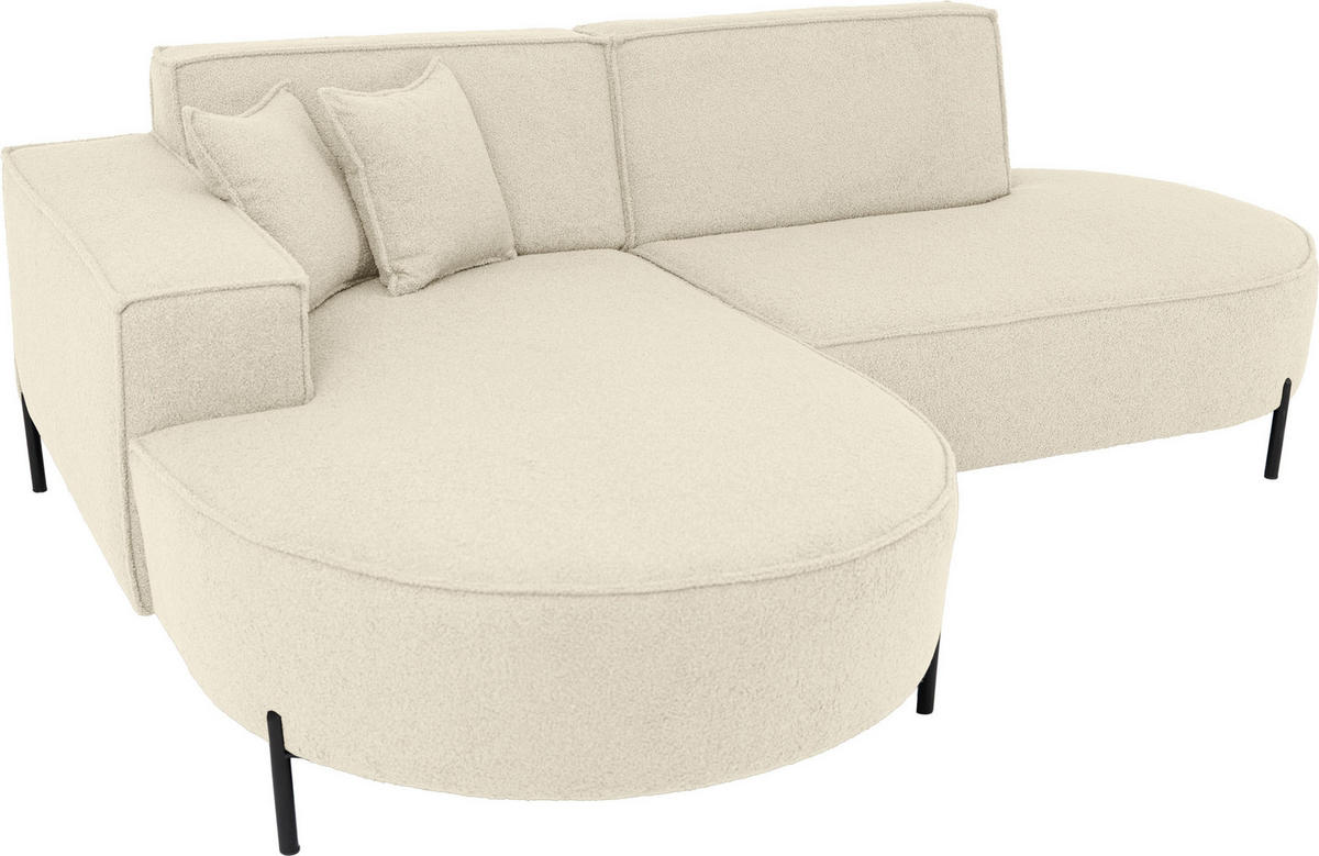 ECKSOFA Hana Loft 3-Sitzer Ecke Links, Boucle, Beige 241/80/168 cm - Beige/Schwarz, Textil/Metall (241/168cm) - WFL GROUP