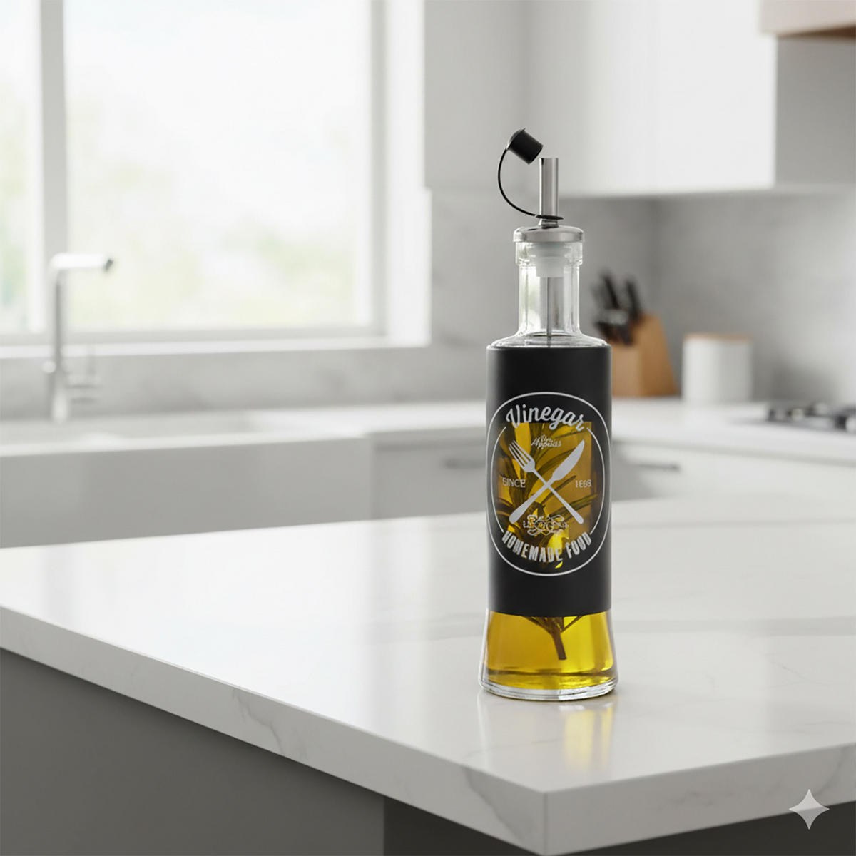 ESSIGSPENDER Glas 300 ml 6,5/6,5/24 cm - Schwarz, Glas (6.5/24/6.5cm) - Excellent Houseware
