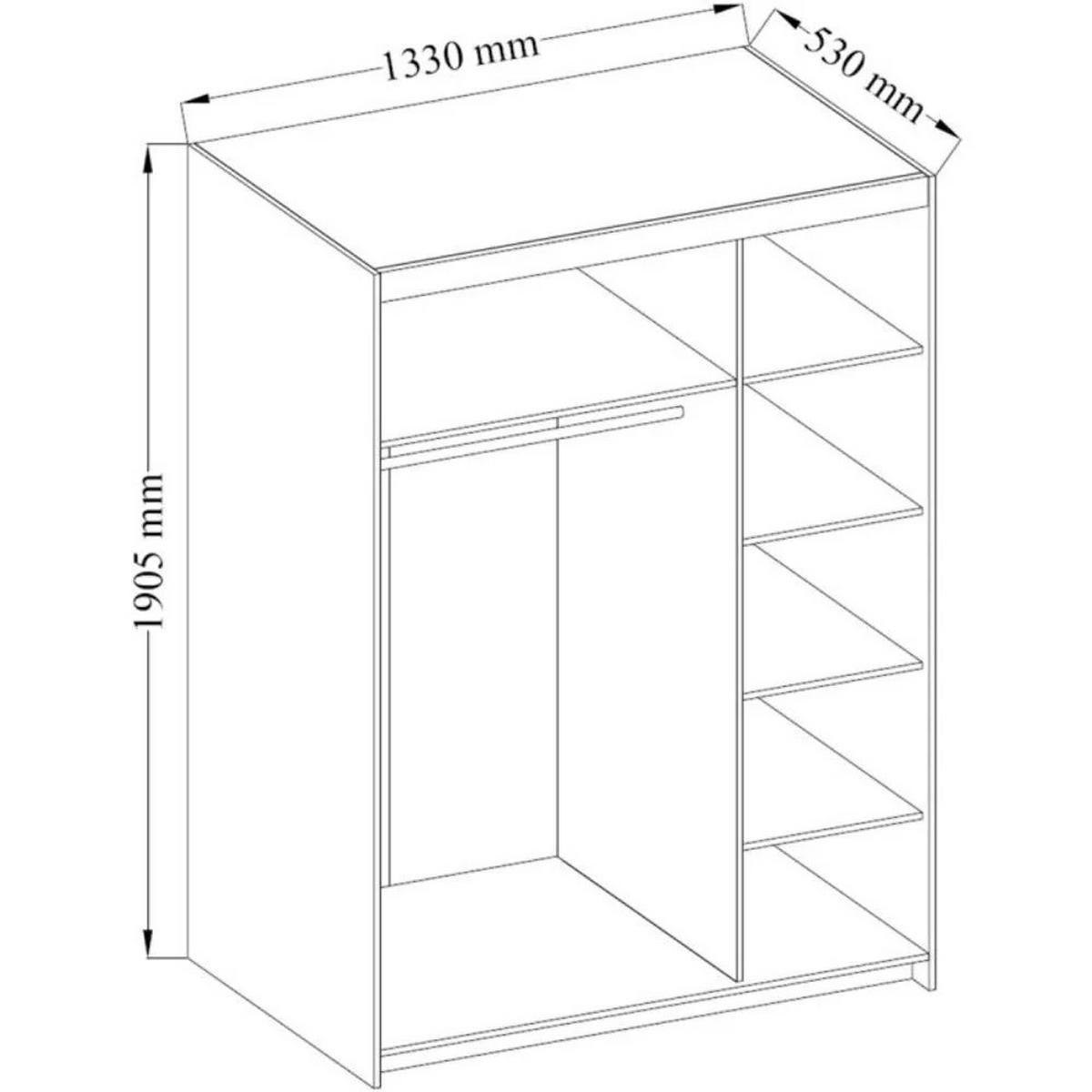 DREHTÜRENSCHRANK Elena mit 3 Türen, ohne Spiegel, Eiche Geölt - Eichefarben, Holzwerkstoff (130/190/53cm) - Beautysofa