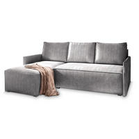 ROHOVÁ SEDAČKA PERUSI světle šedá - šedá/světle šedá, dřevo/textil (206/143cm) - MASSENO