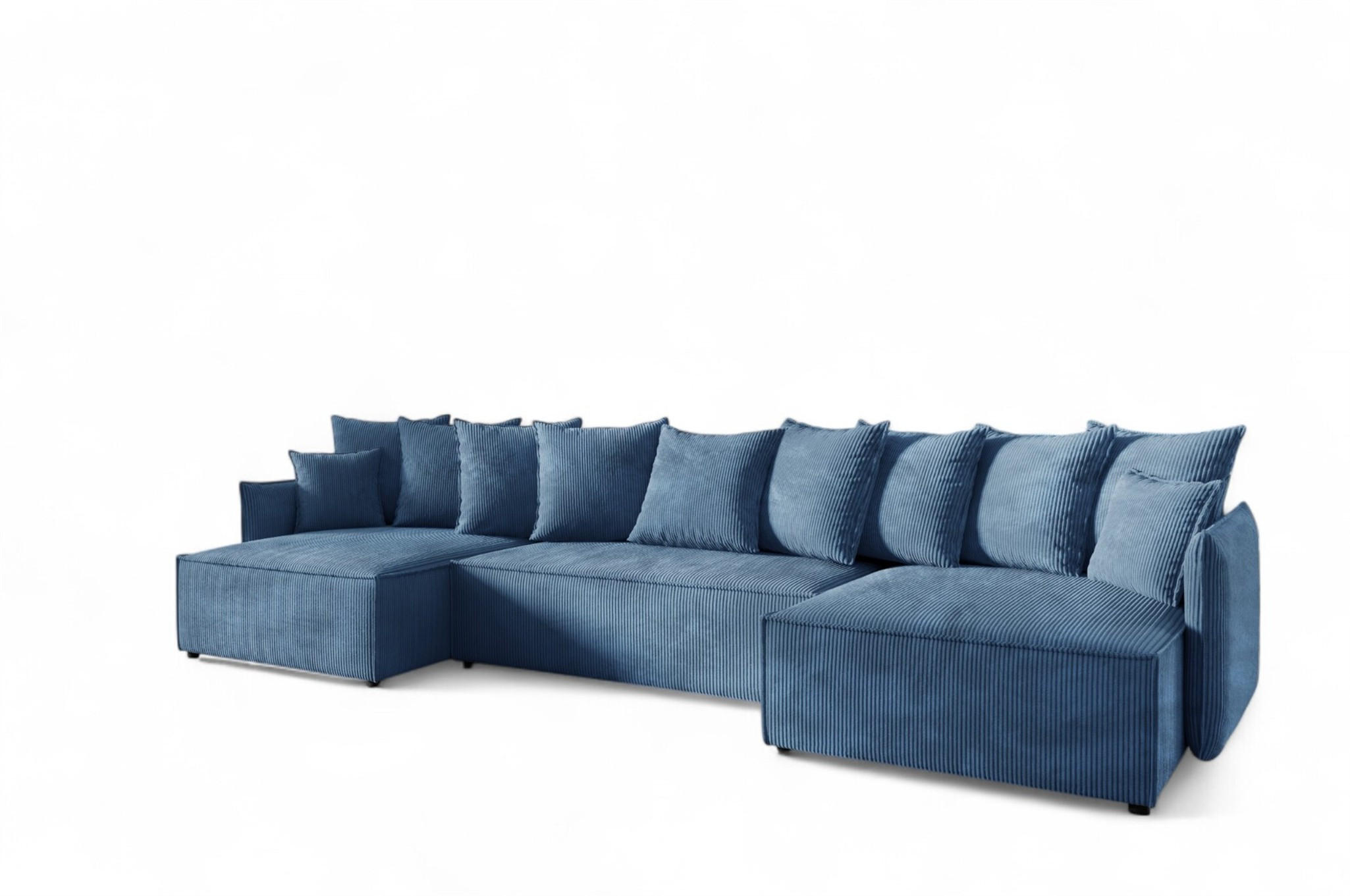 WOHNLANDSCHAFT Minea - Blau, Holzwerkstoff/Textil (362/70/153cm) - Fun Möbel
