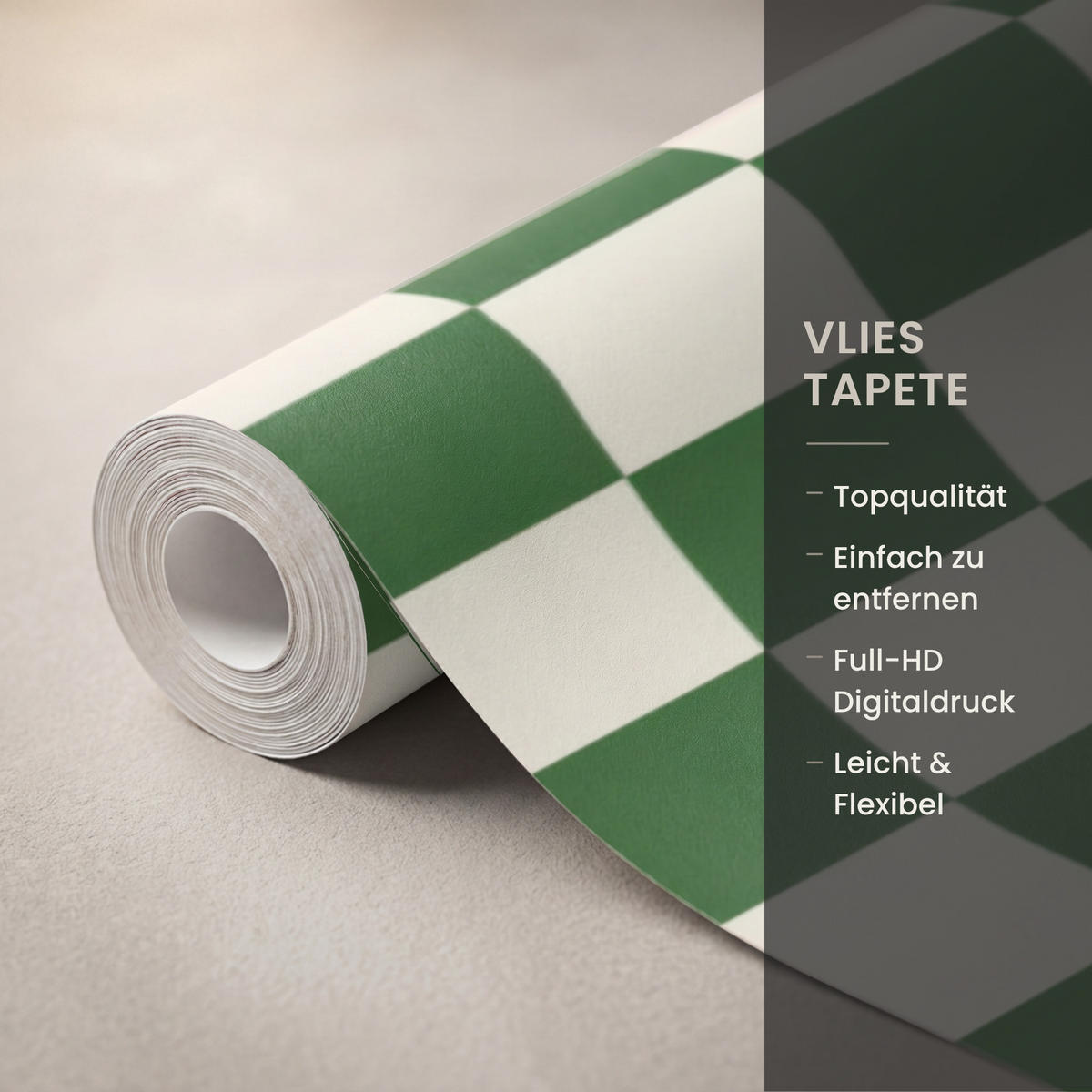 KINDERTAPETE - Schachbrett - Muster - Grün - 280x220 cm - Grün, Papier (280/220cm) - OnlyWow