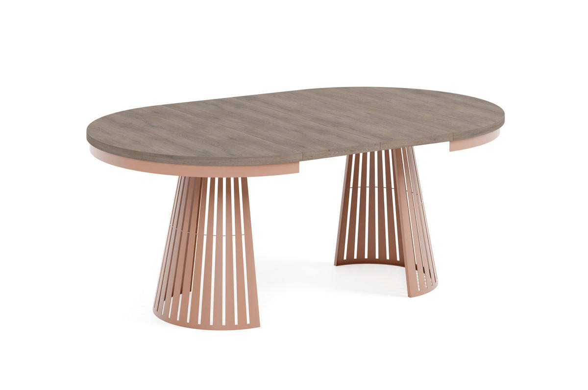 ESSTISCH Cone Bis - Sandfarben/Kupferfarben, Holzwerkstoff/Metall (120/120/76cm) - Meblini
