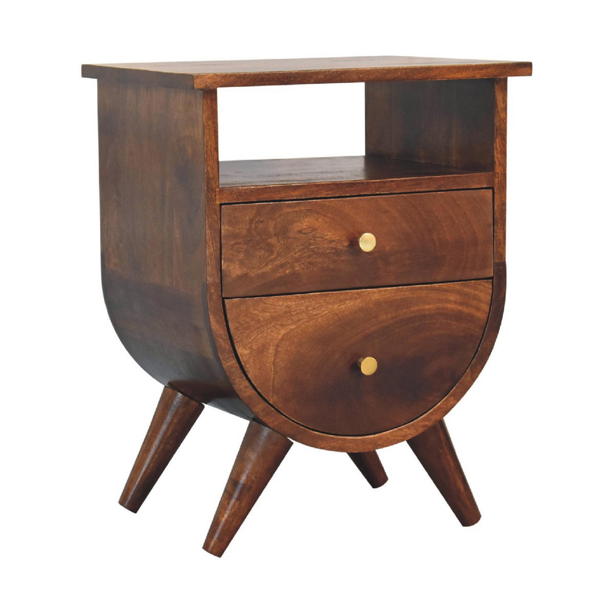 NACHTTISCH Split - Kastanienfarben/Messingfarben, Holz/Metall (40/52/35cm) - Artisan Furniture