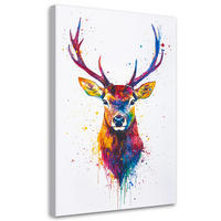 LEINWANDBILD Bunte Hirschkopftiere 40x60cm - Multicolor, Textil (40/60cm) - Feeby