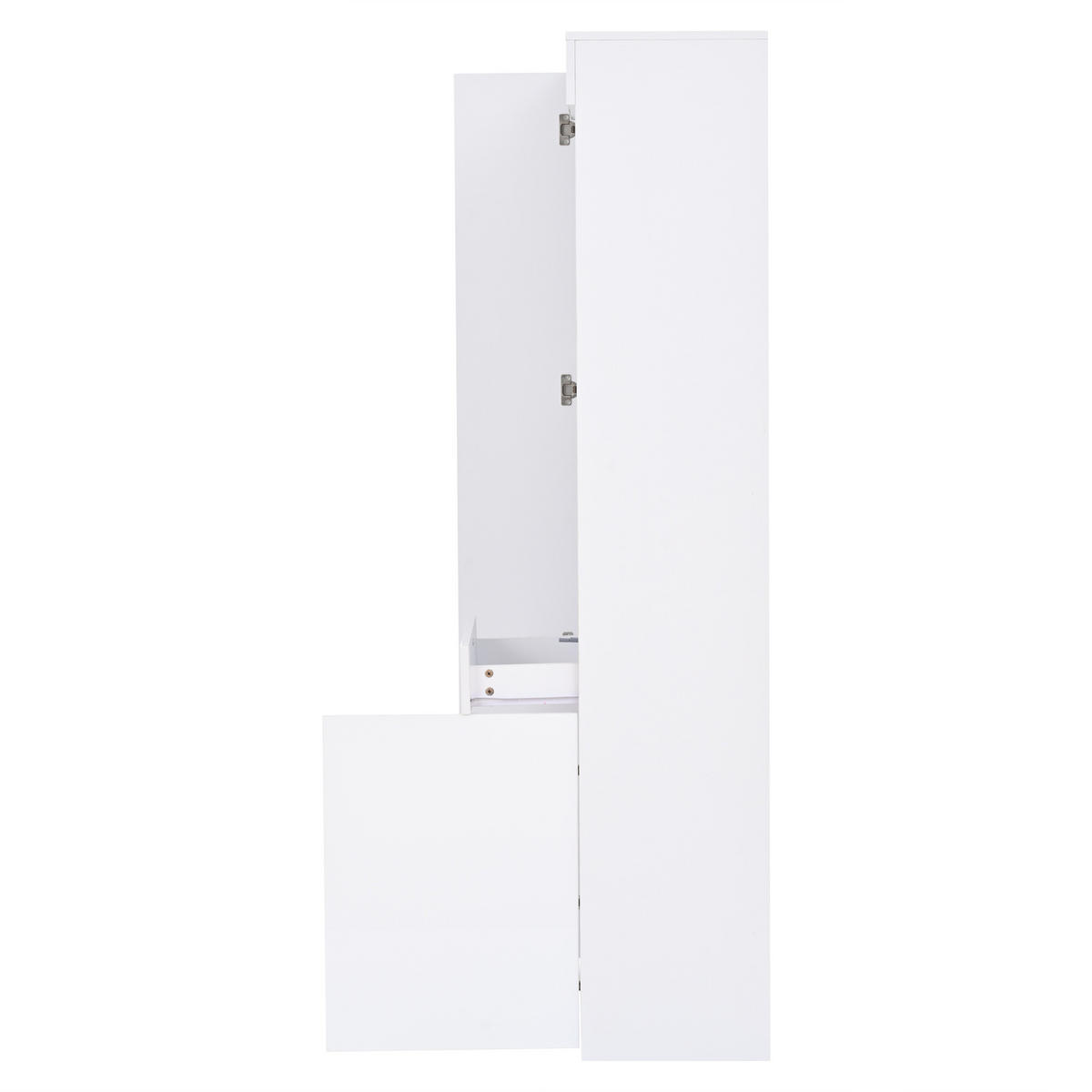 VITRINE LED Hochglanz Glas 2 Schubladen Standvitrine 180cm - Weiß, Holzwerkstoff (70/180/35cm) - FLIEKS