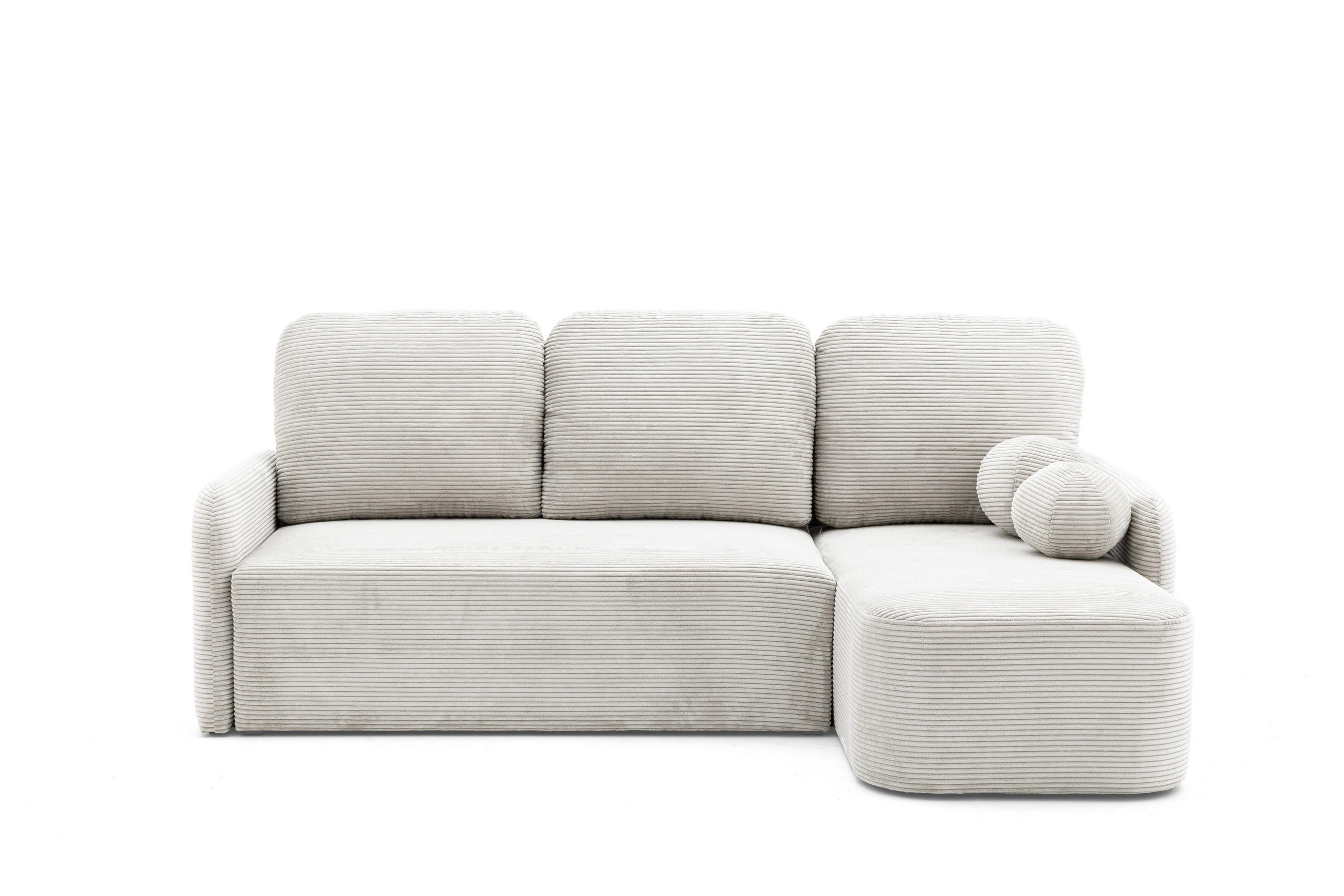 ECKSOFA CASPER L Rechts mit Schlaffunktion 132x198 Cord Creme - Creme/Schwarz, Holz/Kunststoff (145/217cm) - NACANAPA