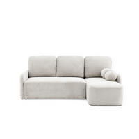 ECKSOFA CASPER L Rechts mit Schlaffunktion 132x198 Cord Creme - Creme/Schwarz, Holz/Kunststoff (145/217cm) - NACANAPA