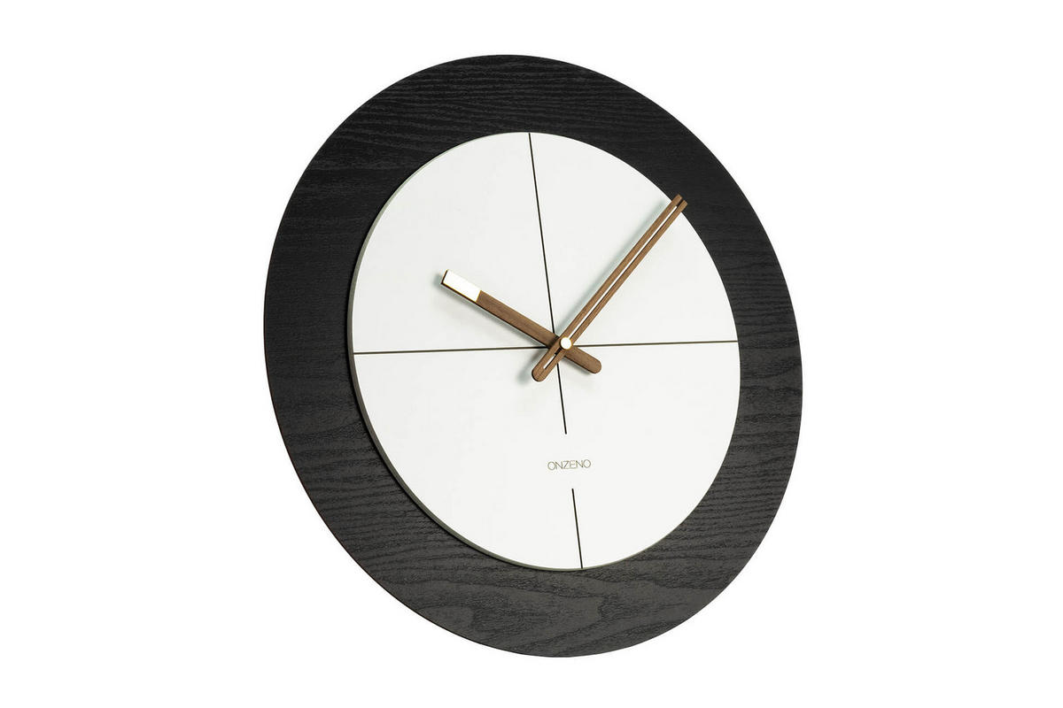 WANDUHR Design Schwarz-Weiß 40/40 cm - Schwarz, Holzwerkstoff (0.78/40/1cm) - ONZENO