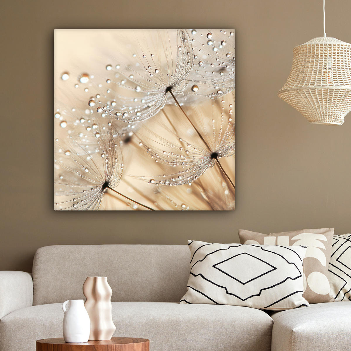 LEINWANDBILD Löwenzahn - Abstrakt - Natur - Beige 90x90 cm - Braun, Textil (90/90cm) - MuchoWow