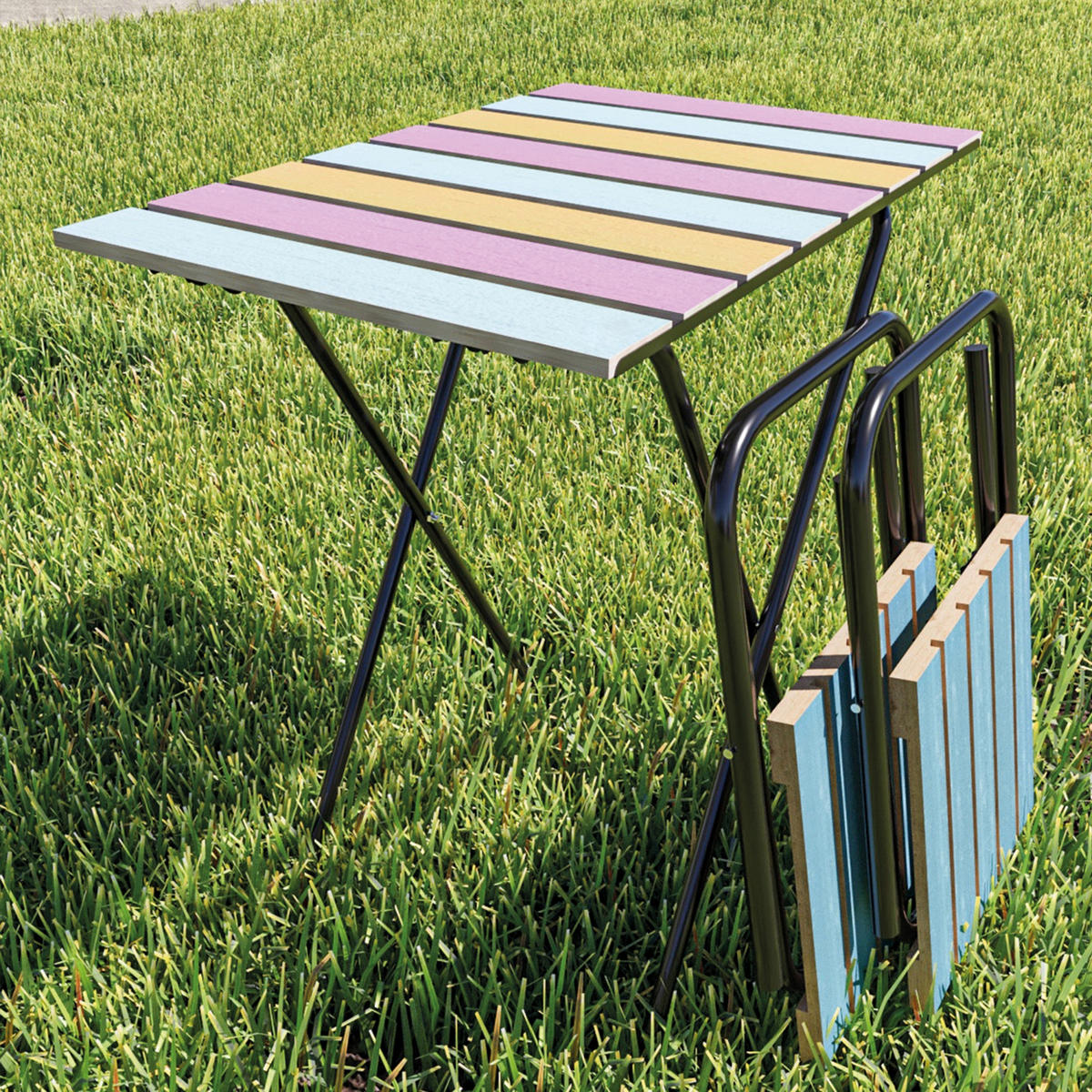 BISTRO-SET 3 TLG. Pieksämäki - Multicolor, Holz/Metall - [en.casa]
