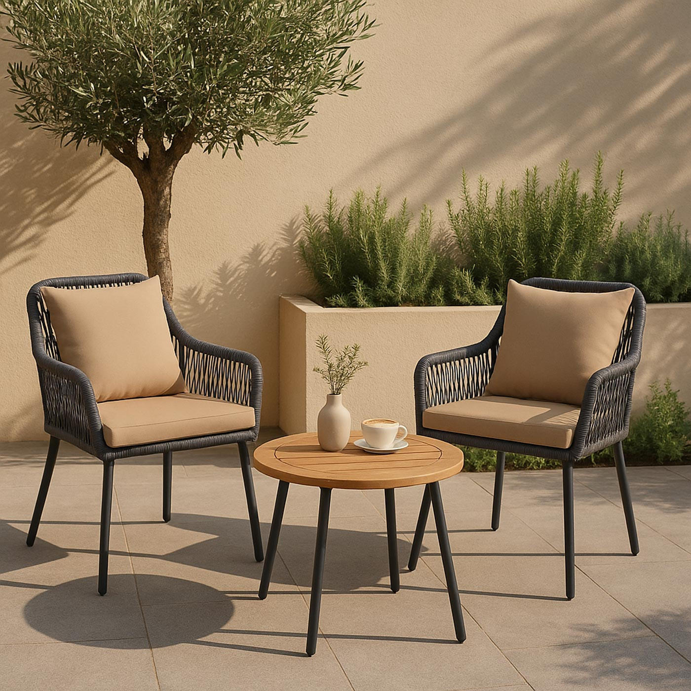 GARTENSTUHL Anthrazit, Taupe - Taupe/Anthrazit, Textil (54/81/62cm) - MCW