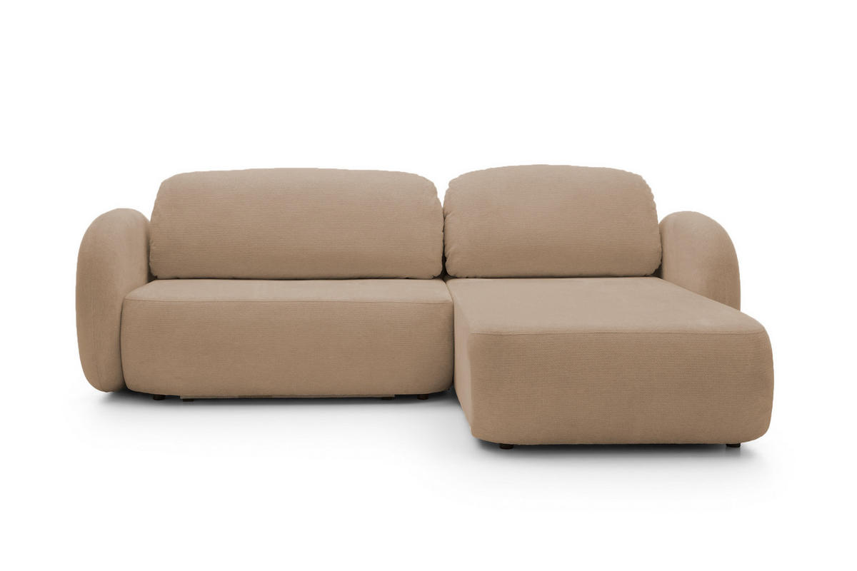 ECKSOFA OLIO L-Form Schlaffunktion mit Bettkasten, lose Rückenkissen, freistehend, RECHTS 248x174 cm Cappuccino - Cappuccino, Holz/Textil (248/174cm) - DomoHome