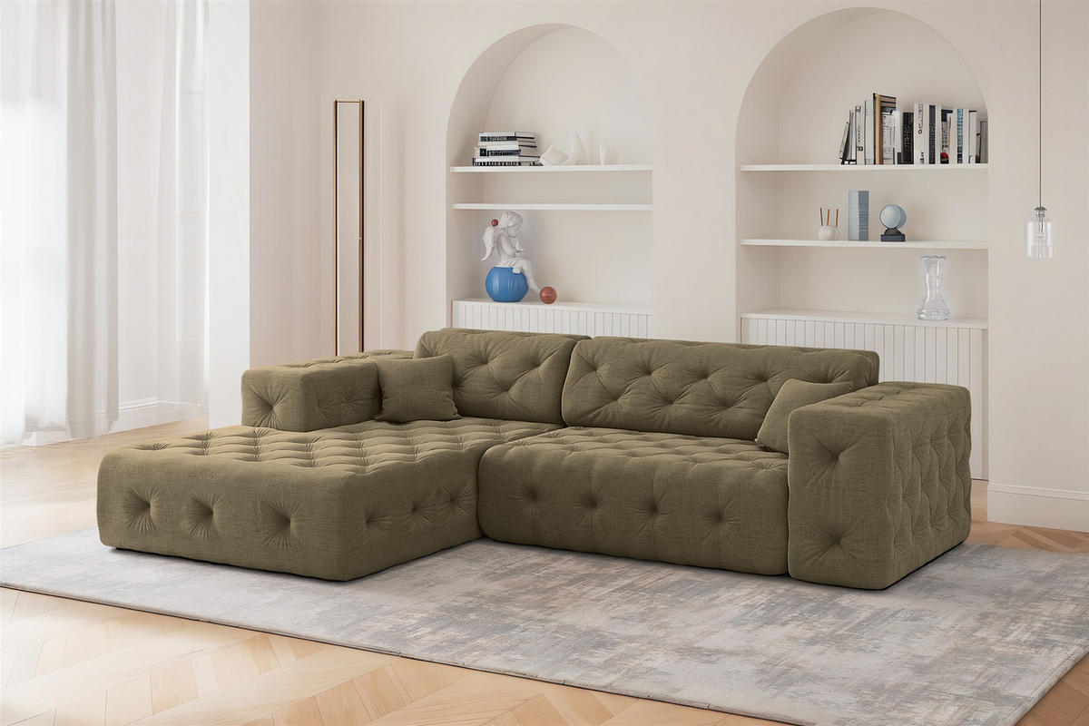 ECKSOFA Chantal In Moly - Grün, Holzwerkstoff/Textil (266/171cm) - Fun Möbel