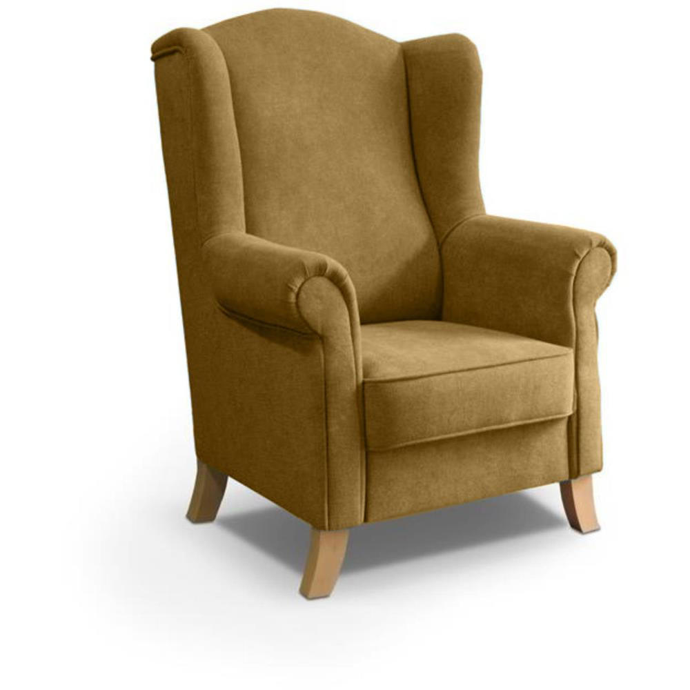 OHRENSESSEL Leonardo gelb - Currygelb, Holz/Textil (88/118/86cm) - Beautysofa
