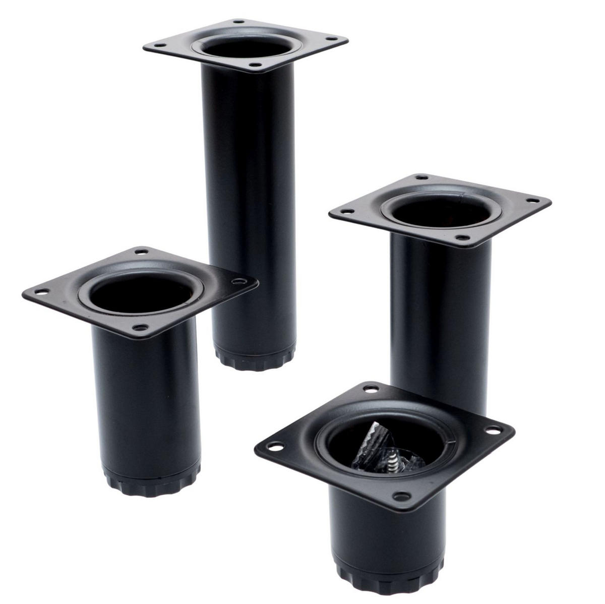 MÖBELFUSS schwarz Möbelbein 5cm + 1cm höhenverstellbar Tragkarft max. 50 kg - Schwarz, Metall (4/5/4cm) - Livingpoint24