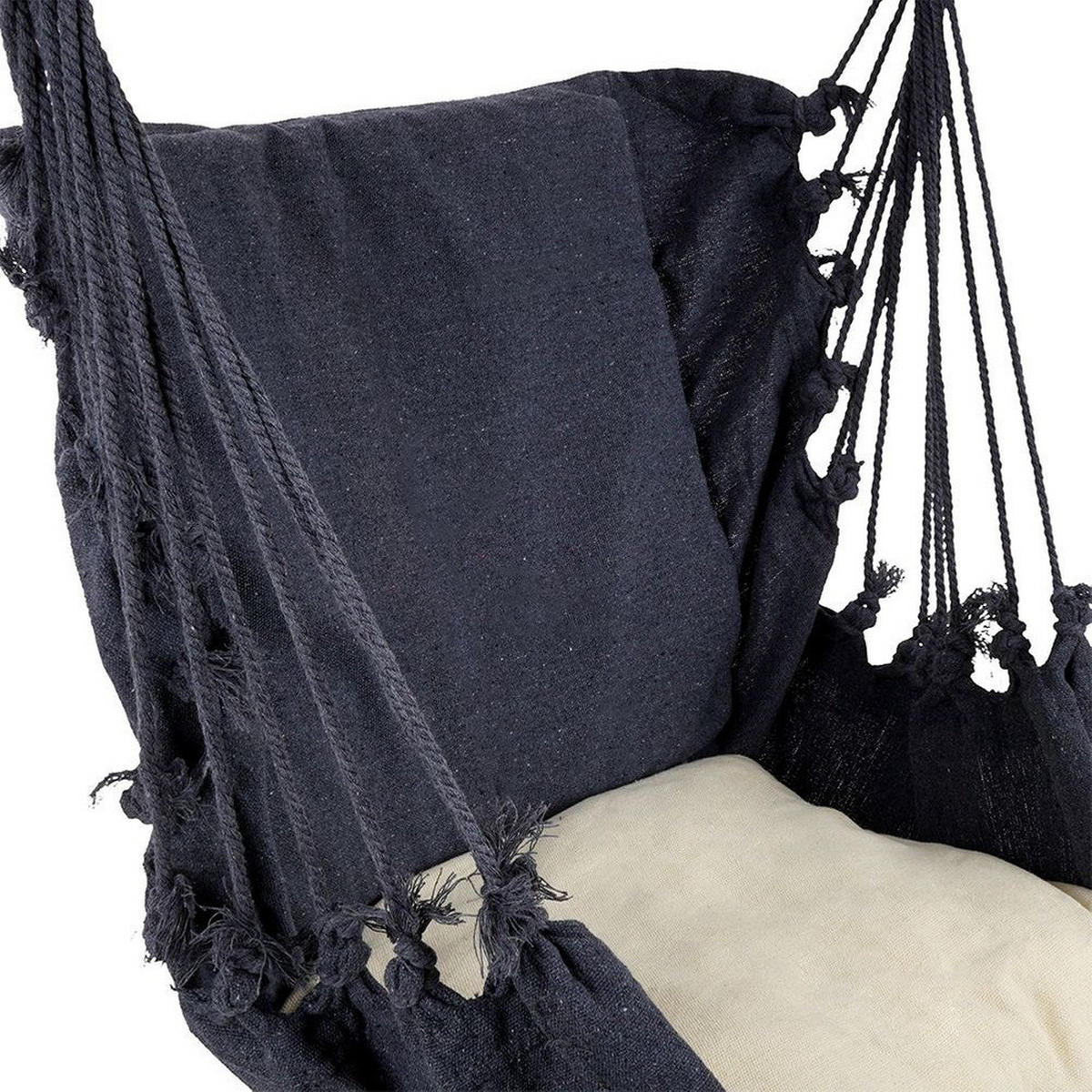 HÄNGESESSEL inkl. Kissen 90 cm Holzstab Dunkelgrau - Dunkelgrau, Textil (90/130/100cm) - ProGarden
