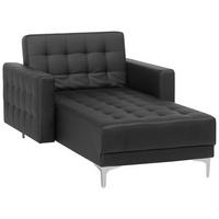 CHAISELONGUE Kunstleder schwarz/silber Aberdeen - Silberfarben/Schwarz, Kunststoff/Textil (107/83/168cm) - Beliani