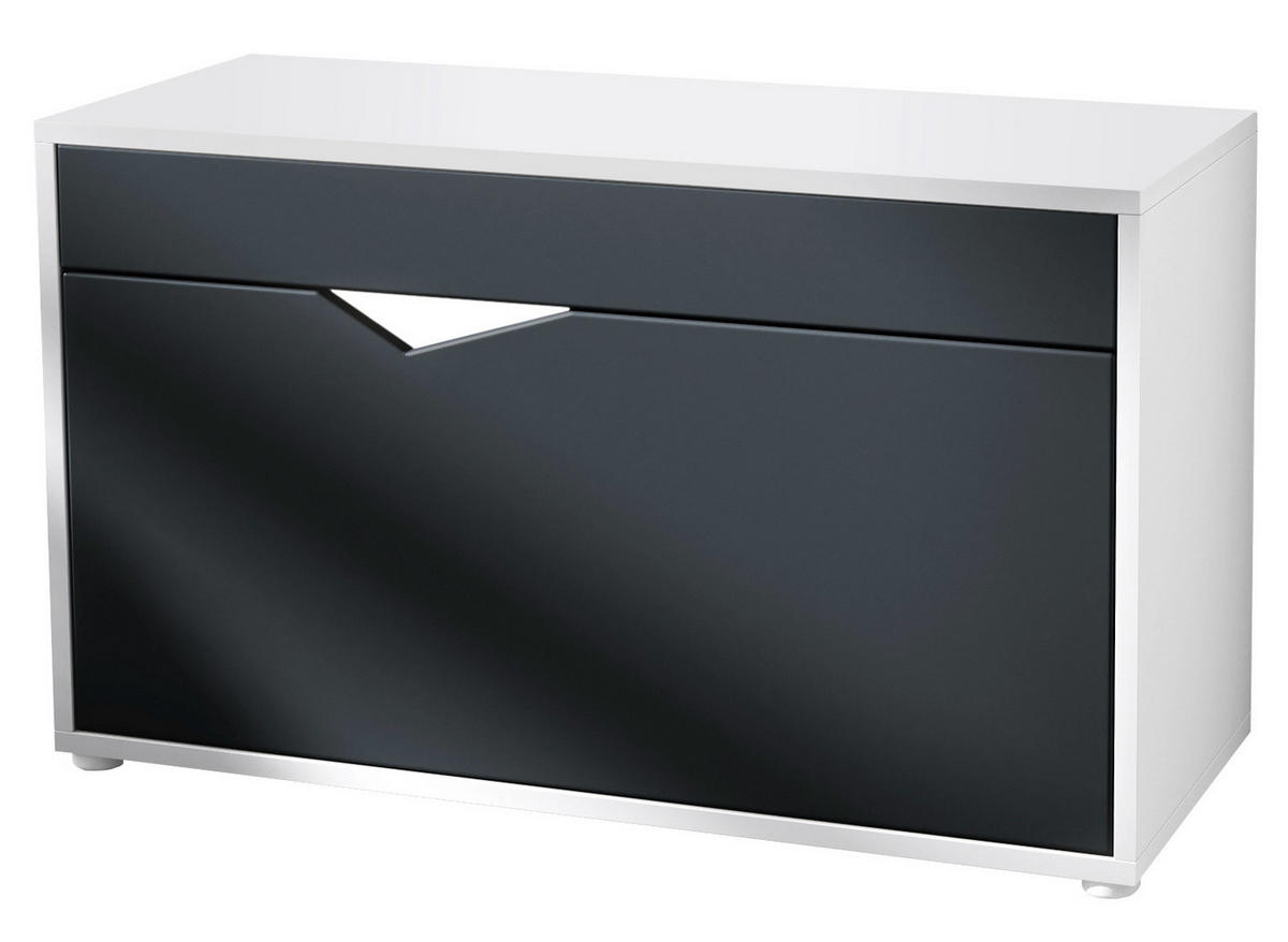 SCHUHSCHRANK Kolmio Schwarz matt - Schwarz, Holzwerkstoff (85/50/33cm) - Vladon