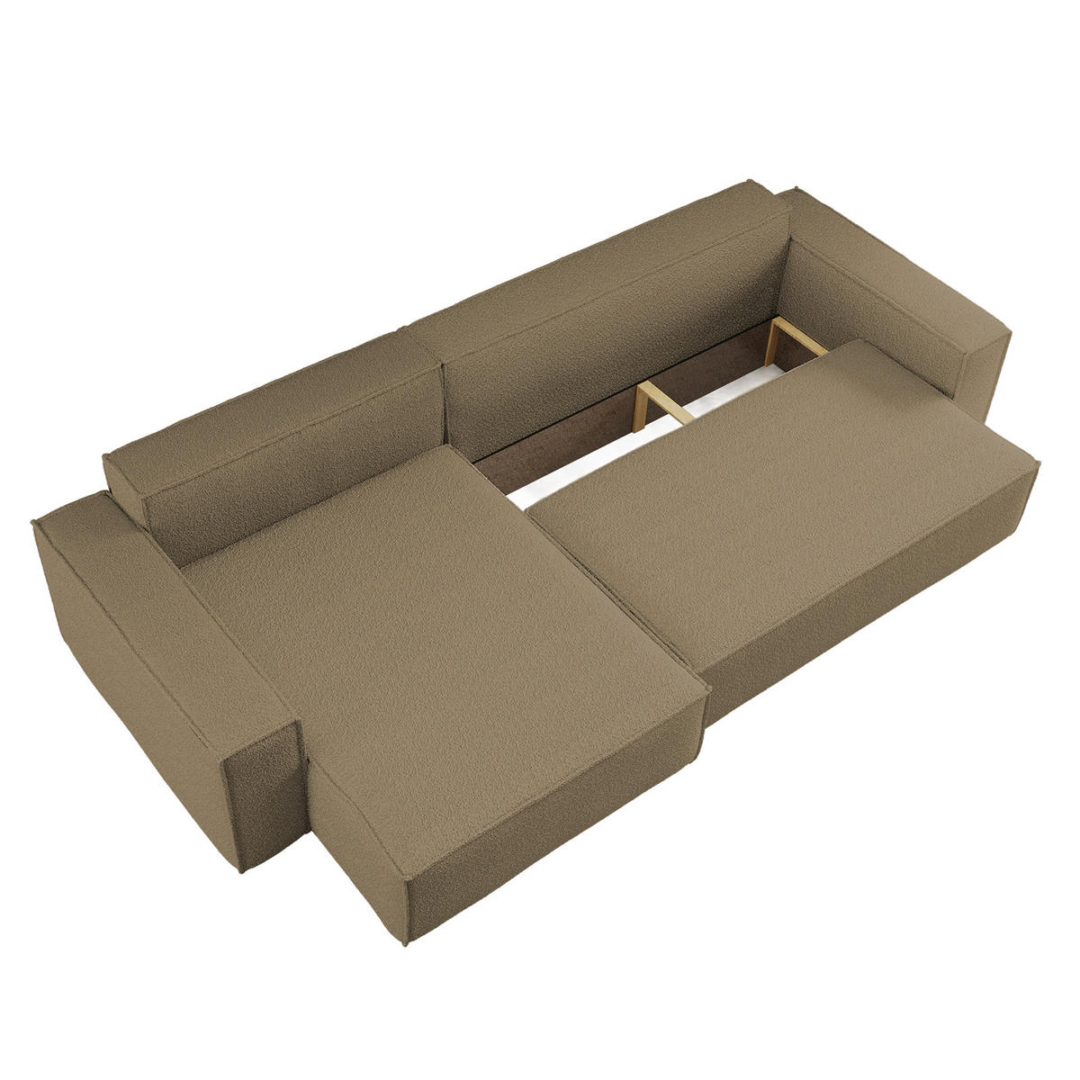 ECKSOFA Mit Schlaffunktion Und Bettkasten, Eckcouch BEST XL Stoff Quelle Hellbraun Links - Hellbraun/Schwarz, Holz/Kunststoff (142/274cm) - Kaiser Möbel