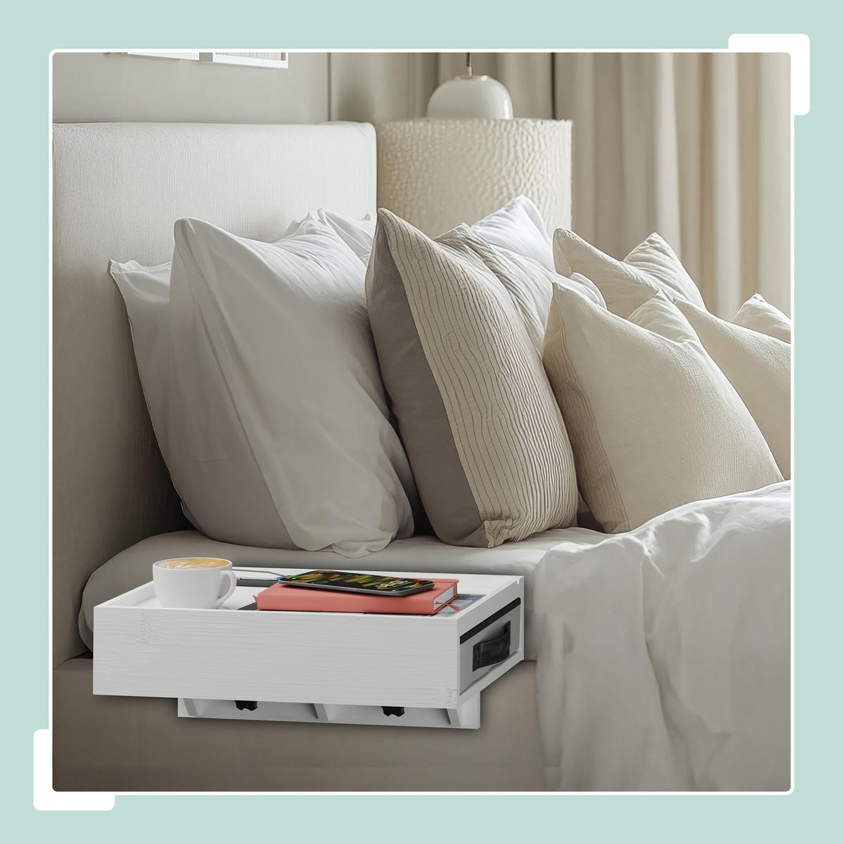 2XNACHTTISCH - Weiß, Holz/Textil (37/14/26.5cm) - Relaxdays