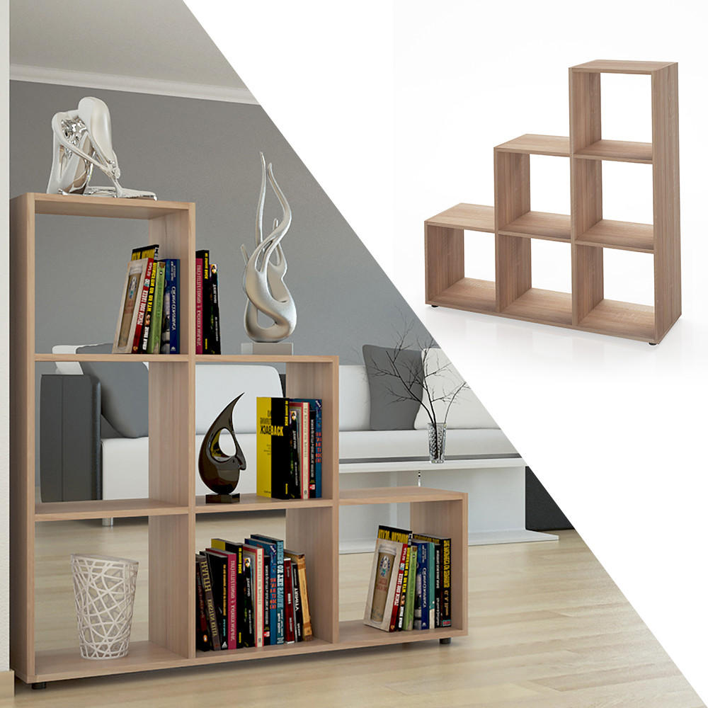 TREPPENREGAL Sonoma 105 x 107.5 cm - Sonoma Eiche, Holzwerkstoff (105/107.5/29cm) - Vicco
