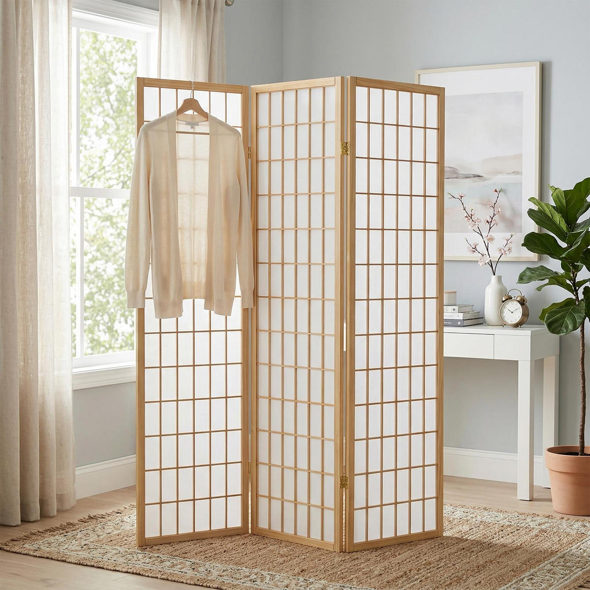 PARAVENT PARA - Naturfarben, Naturmaterialen/Holz (130/179/2cm) - IDIMEX