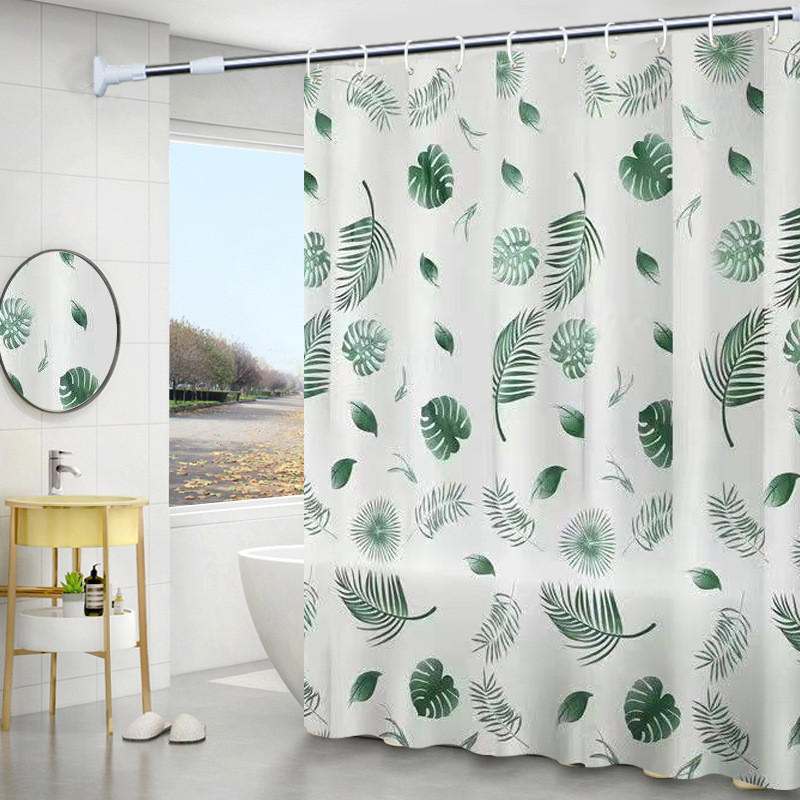 DUSCHVORHANG Grün 120 x 180 cm Pflanzen ohne Bohren mit Haken Badezimmer - Multicolor, Kunststoff (120/180cm) - MCBOSON