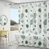 DUSCHVORHANG Grün 120 x 180 cm Pflanzen ohne Bohren mit Haken Badezimmer - Multicolor, Kunststoff (120/180cm) - MCBOSON