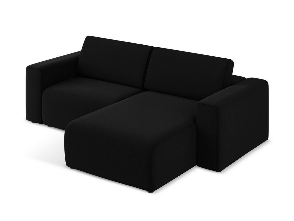 ECKSOFA Rechts Samt Stoff Schwarz - Schwarz/Grau, Kunststoff/Textil (224/167cm) - Makamii