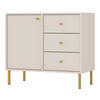 SIDEBOARD Oktio Sandbeige 84 cm - Beige/Goldfarben, Holzwerkstoff/Metall (83.6/73.9/40.8cm) - Selsey