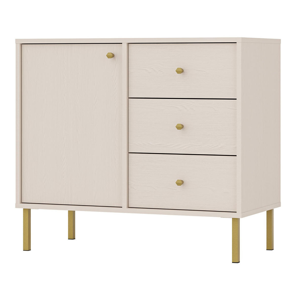 SIDEBOARD Oktio Sandbeige 84 cm - Beige/Goldfarben, Holzwerkstoff/Metall (83.6/73.9/40.8cm) - Selsey