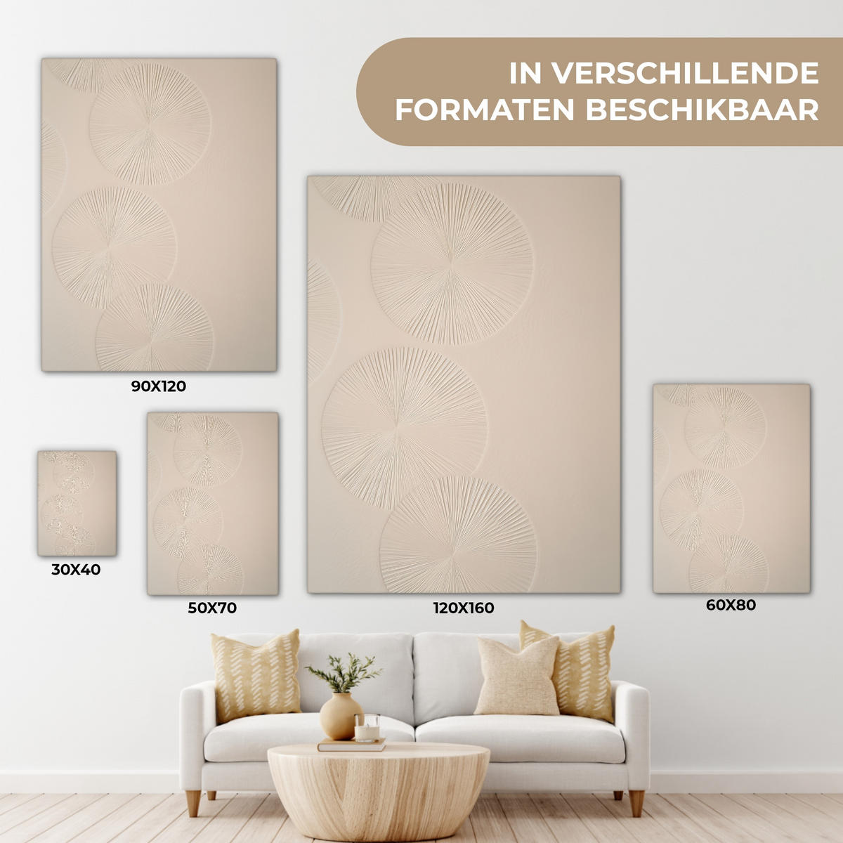LEINWANDBILD Japandi - Beige - Modern Room Decor 30x40 cm - Ecru, Textil (30/40cm) - MuchoWow