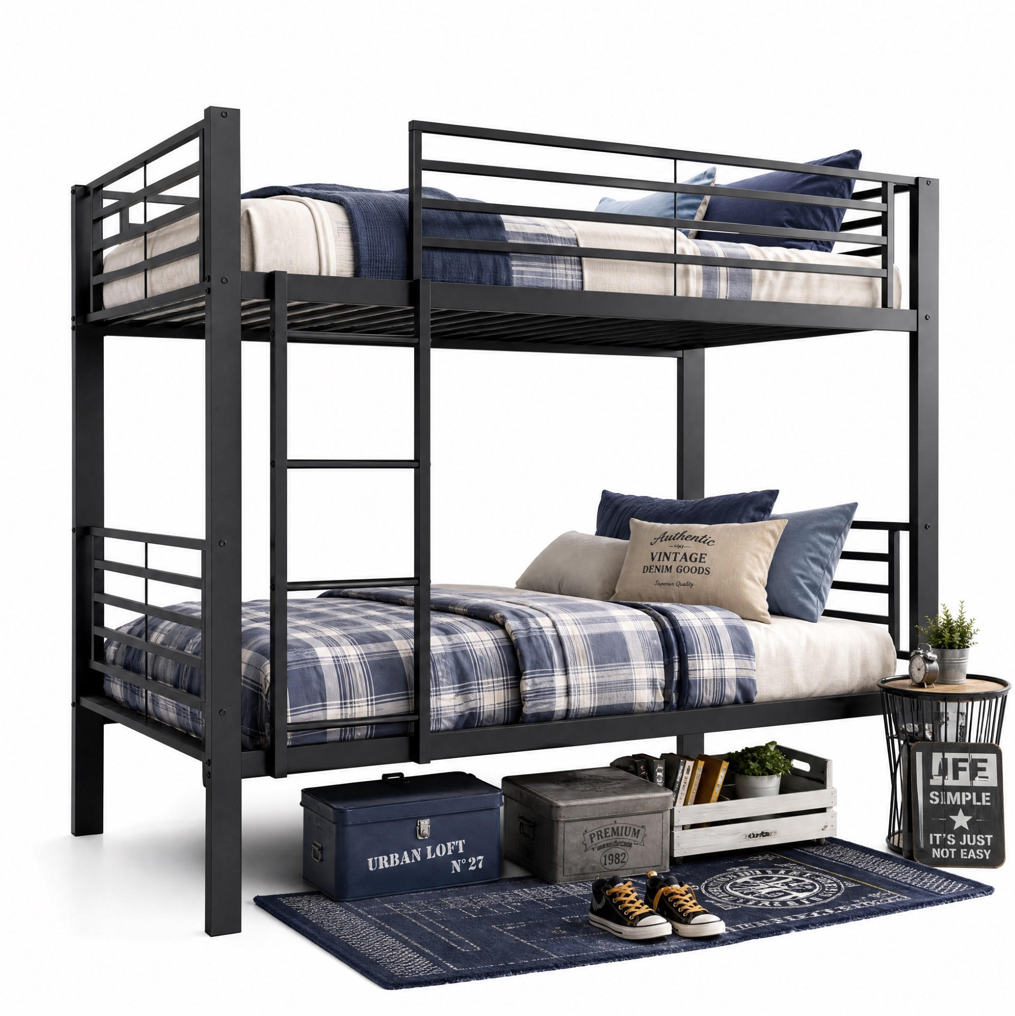 Modfu Etagenbett Schwarz 90x200 cm
