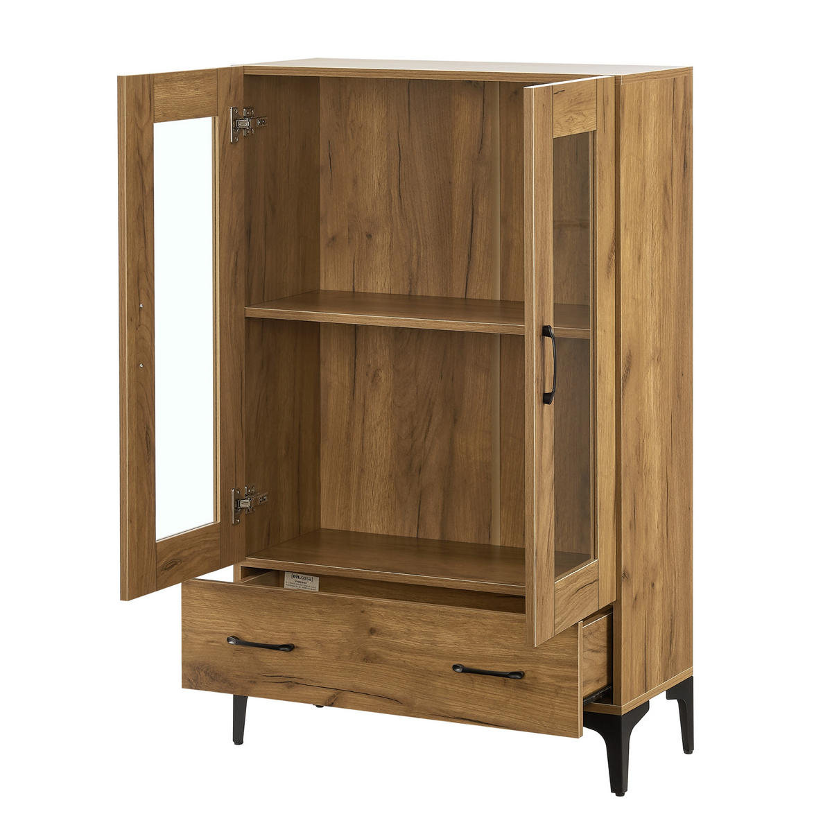 VITRINE Søndersø - Eichefarben, Glas/Holzwerkstoff (70/115/31cm) - [en.casa]