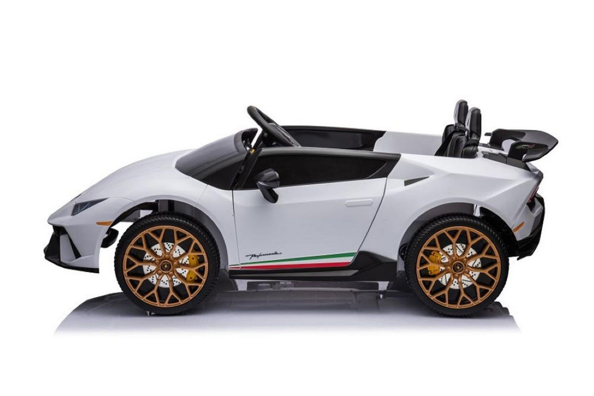 KINDER ELEKTROAUTO Lamborghini Huracan Spider weiß Allradantrieb, EVA-Reifen, Kunstledersitz, lizenziert, Zweisitzer - Weiß, Kunststoff (133/88/50cm) - Es-Toys