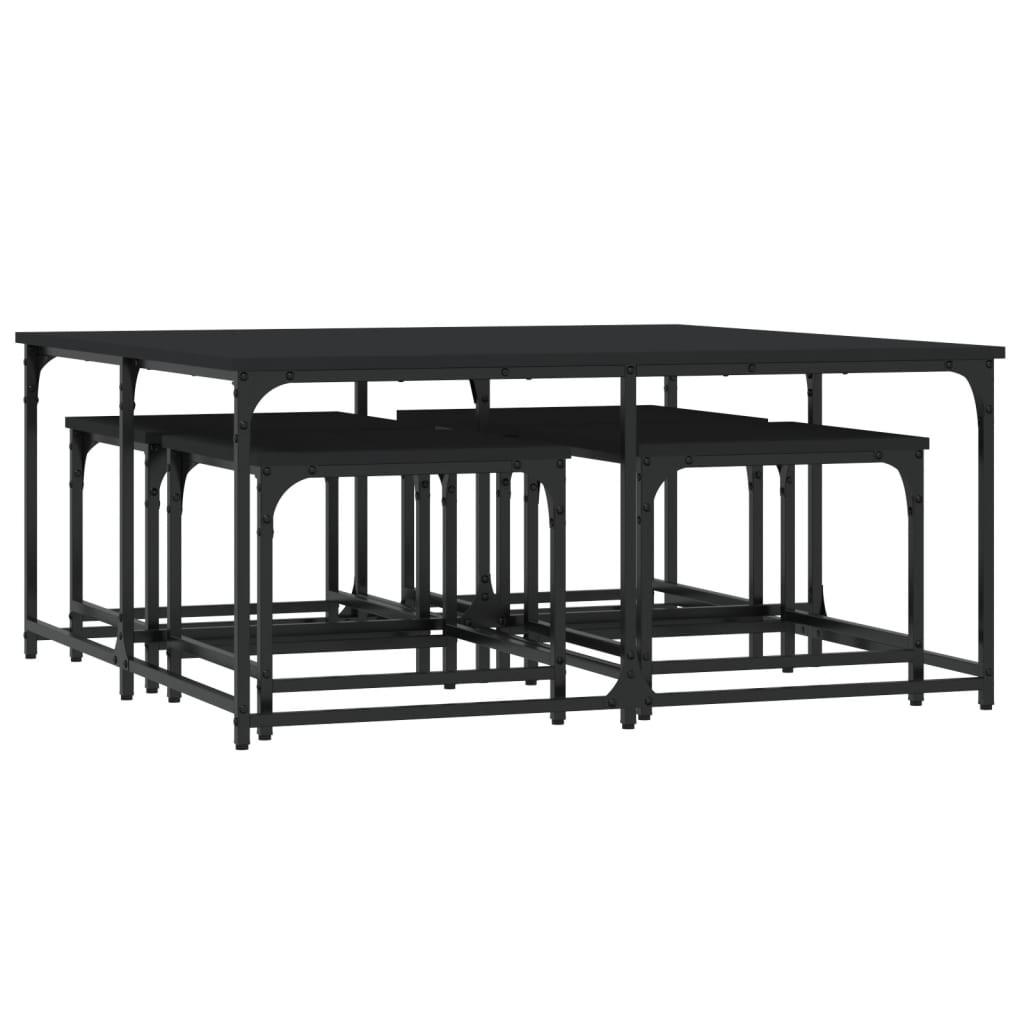 SATZTISCHE 5 Stk. Schwarz Holzwerkstoff - Schwarz, Holzwerkstoff (100/100/45cm) - furnicato