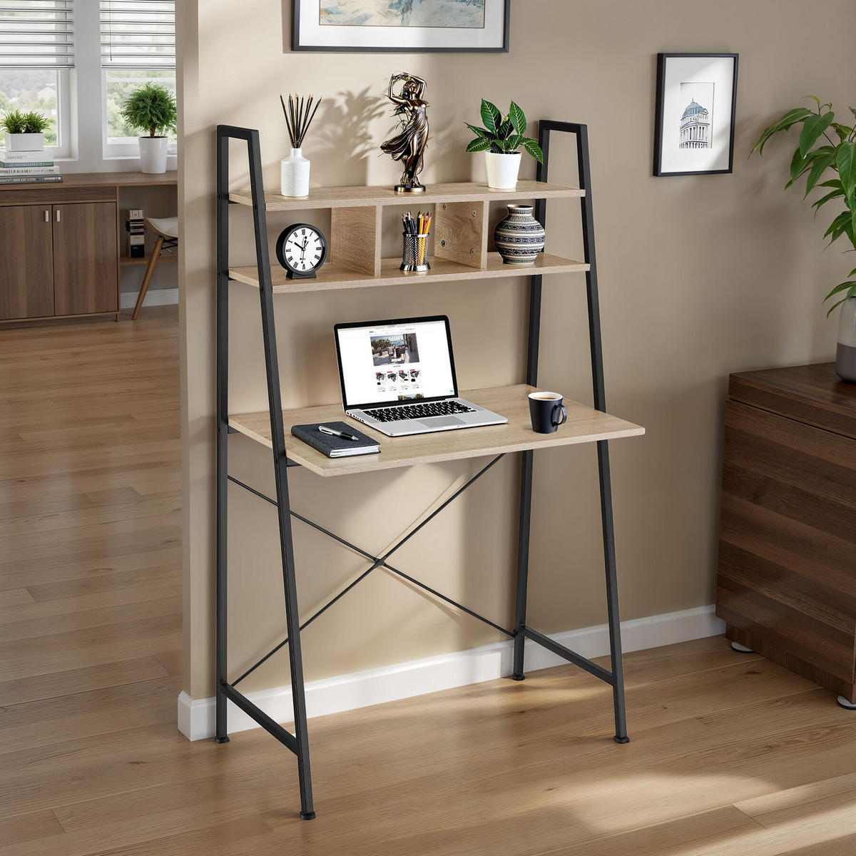 SCHREIBTISCH Exeter,85,5 x 46,5 x 140 cm,Industrial Holz hell, Eiche Sonoma - Naturfarben, Holzwerkstoff (85.5/46.5/140cm) - tectake