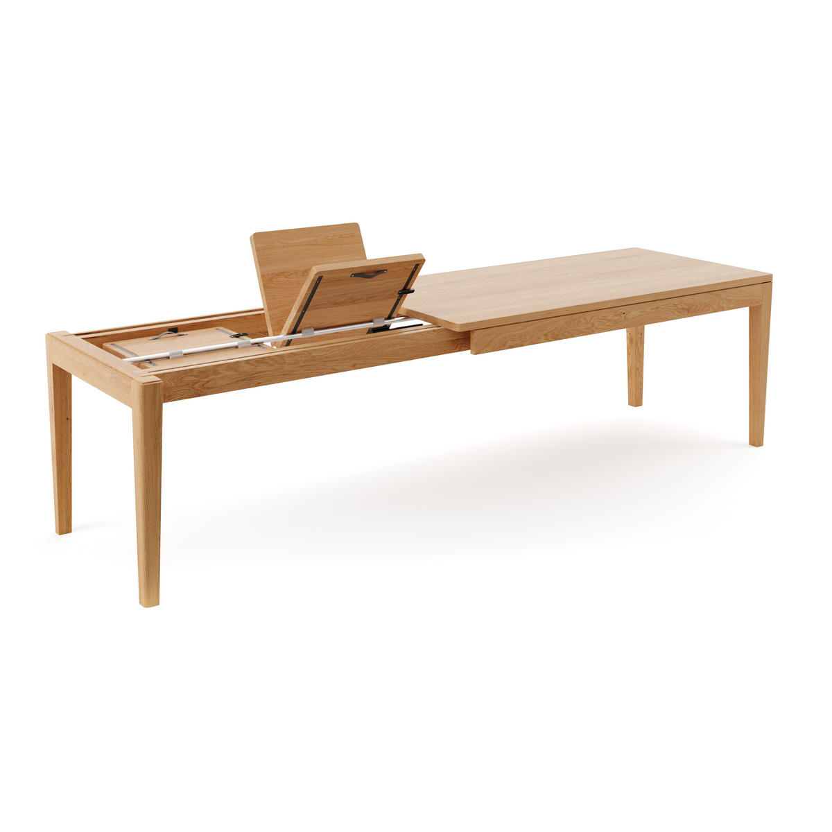 TISCH Ausziehbar Butterfly aus massivem Eichenholz 220x80 cm + Tischverlängerungen 2x50 cm - Eichefarben/Braun, Holz (220/80/75cm) - Danzz