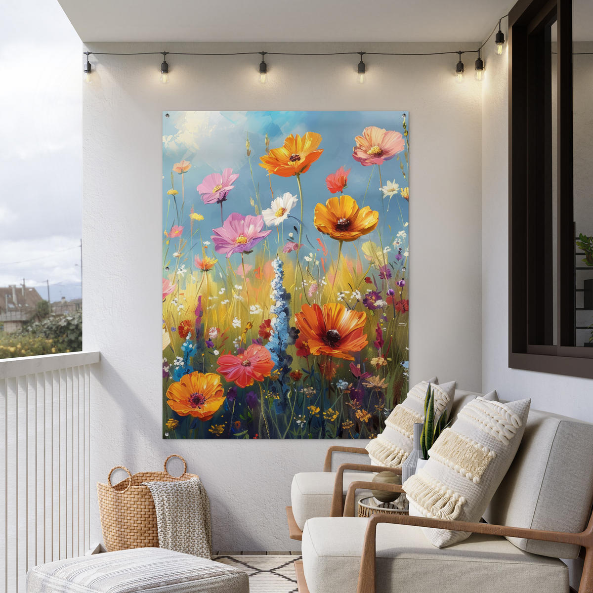 ZAHRADNÍ PLAKÁT Květiny - Příroda - Botanické - Umění 120x160 cm - světle modrá, plast (120/160/0.2cm) - OnlyWow